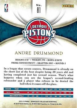 2013-14 Panini Immaculate Collection #81 Andre Drummond Back
