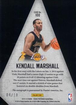 2013-14 Panini Preferred - Gold #100 Kendall Marshall Back