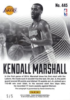 2013-14 Panini Preferred - Green #445 Kendall Marshall Back