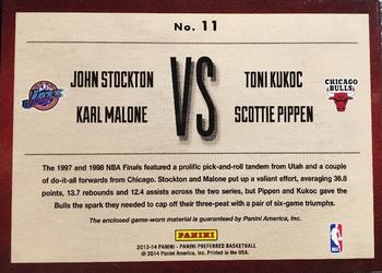 2013-14 Panini Preferred - Two on Two Rivalry Memorabilia #11 John Stockton / Karl Malone / Scottie Pippen / Toni Kukoc Back