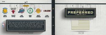2013-14 Panini Preferred - USA Memorabilia Prime #1 Chris Mullin / Clyde Drexler / Karl Malone / Magic Johnson / Karl Malone / Larry Bird / Scottie Pippen Back