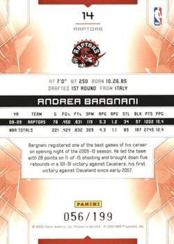 2009-10 Panini Limited #14 Andrea Bargnani Back