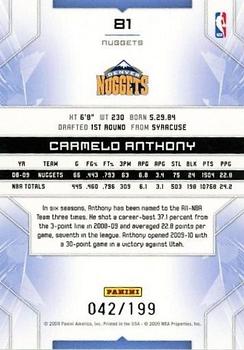 2009-10 Panini Limited #81 Carmelo Anthony Back