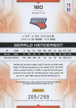 2009-10 Panini Limited #160 Gerald Henderson Back