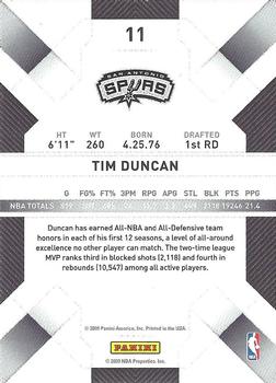 2009-10 Panini Threads #11 Tim Duncan Back