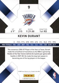 2009-10 Panini Threads #9 Kevin Durant Back