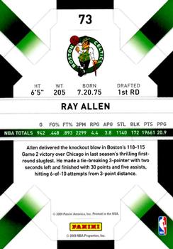 2009-10 Panini Threads #73 Ray Allen Back