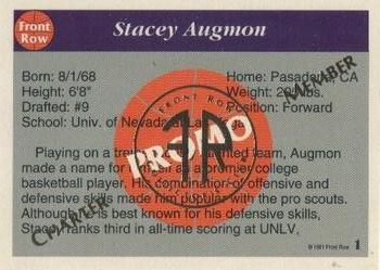 1991 Front Row Stacey Augmon #1 Stacey Augmon Back