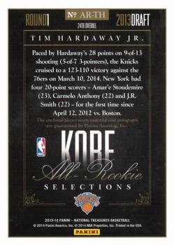2013-14 Panini National Treasures - Kobe's All-Rookie Selections Signature Materials #AR-TH Tim Hardaway Jr. Back