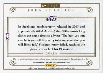 2013-14 Panini National Treasures - Lasting Legacies Signature Materials #LL-JS John Stockton Back