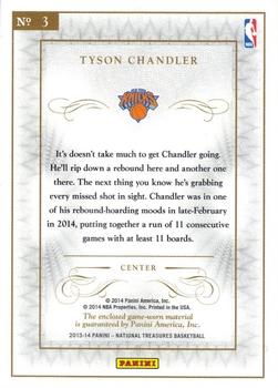 2013-14 Panini National Treasures - Material Treasures Prime #3 Tyson Chandler Back
