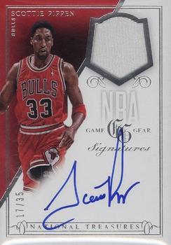 2013-14 Panini National Treasures - NBA Game Gear Signatures #GS-SP Scottie Pippen Front