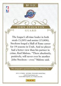 2013-14 Panini National Treasures - Signatures #SI-JC John Stockton Back