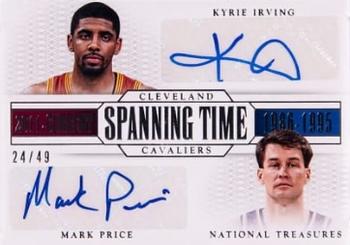 2013-14 Panini National Treasures - Spanning Time Dual Signatures #SP-KM Kyrie Irving / Mark Price Front