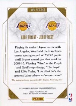 2013-14 Panini National Treasures - Spanning Time Dual Signatures Gold #ST-KJ Kobe Bryant / Jerry West Back