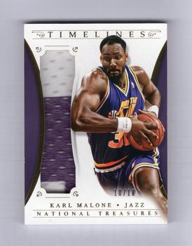 2013-14 Panini National Treasures - Timelines Materials Prime #4 Karl Malone Front