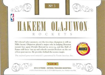 2013-14 Panini National Treasures - X-Factor Materials #3 Hakeem Olajuwon Back