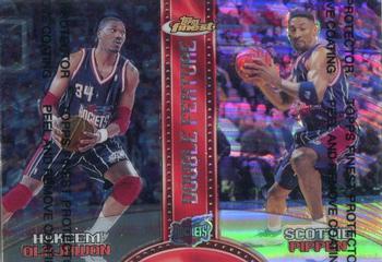 1999-00 Finest - Double Feature Right Refractors #DF1 Hakeem Olajuwon / Scottie Pippen Front