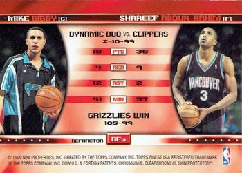1999-00 Finest - Double Feature Right Refractors #DF3 Shareef Abdur-Rahim / Mike Bibby Back