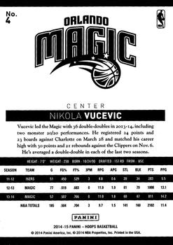 2014-15 Hoops #4 Nikola Vucevic Back