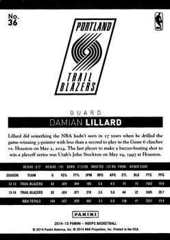 2014-15 Hoops #36 Damian Lillard Back
