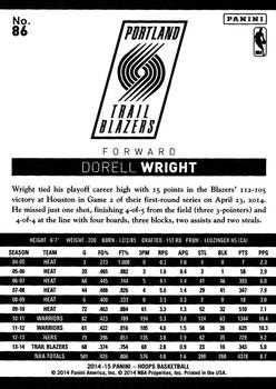 2014-15 Hoops #86 Dorell Wright Back