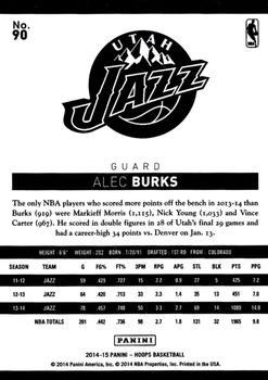 2014-15 Hoops #90 Alec Burks Back