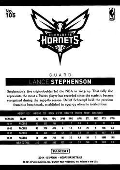 2014-15 Hoops #105 Lance Stephenson Back