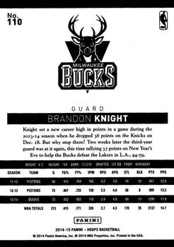 2014-15 Hoops #110 Brandon Knight Back