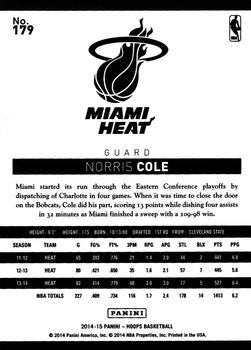 2014-15 Hoops #179 Norris Cole Back