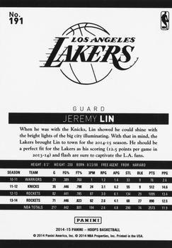 2014-15 Hoops #191 Jeremy Lin Back