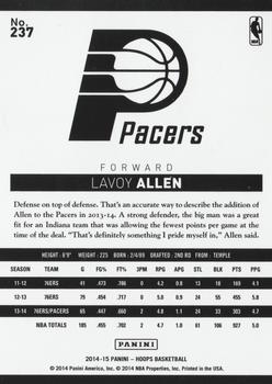 2014-15 Hoops #237 Lavoy Allen Back