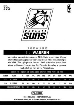 2014-15 Hoops #273 T.J. Warren Back
