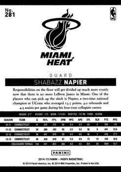2014-15 Hoops #281 Shabazz Napier Back