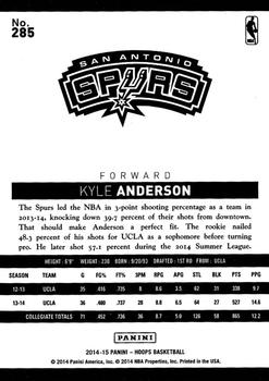 2014-15 Hoops #285 Kyle Anderson Back