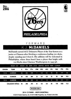 2014-15 Hoops #286 K.J. McDaniels Back