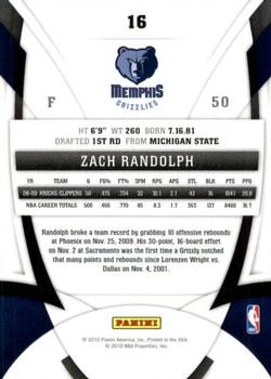 2009-10 Panini Certified #16 Zach Randolph Back