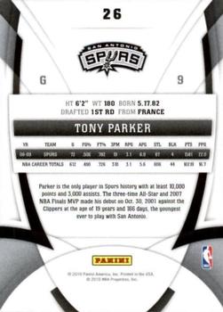 2009-10 Panini Certified #26 Tony Parker Back