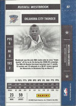 2009-10 Panini Playoff Contenders #61 Russell Westbrook Back