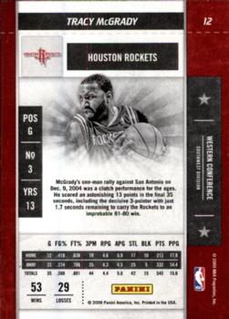 2009-10 Panini Playoff Contenders #12 Tracy McGrady Back