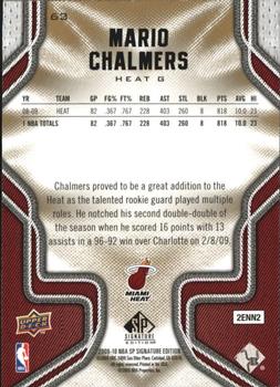 2009-10 SP Signature Edition #63 Mario Chalmers Back