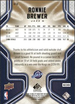 2009-10 SP Signature Edition #82 Ronnie Brewer Back