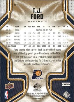2009-10 SP Signature Edition #91 T.J. Ford Back