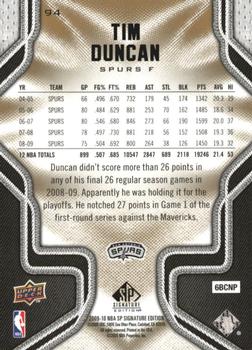 2009-10 SP Signature Edition #94 Tim Duncan Back