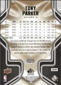 2009-10 SP Signature Edition #95 Tony Parker Back
