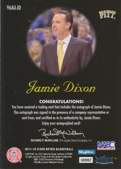 2011-12 Fleer Retro - Autographics 1996-97 #96AU-JD Jamie Dixon Back