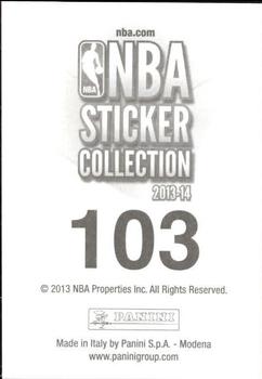 2013-14 Panini Stickers #103 Luke Ridnour Back