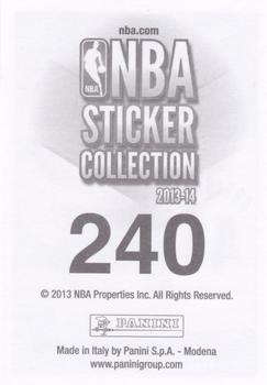 2013-14 Panini Stickers #240 Thomas Robinson Back