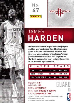 2014-15 Panini Totally Certified #47 James Harden Back