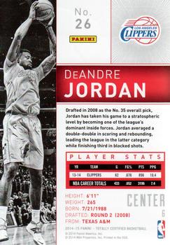 2014-15 Panini Totally Certified #26 DeAndre Jordan Back